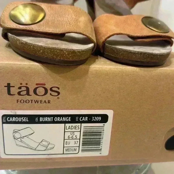 Tao's Carousel Burnt Orange Wedge Heel Sandal Size EU 37 US 6-6.5 - Picture 2 of 11